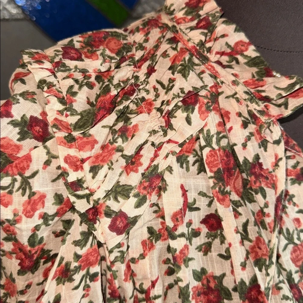 Free People Meant To Be floral puff sleeve blouse SZ S